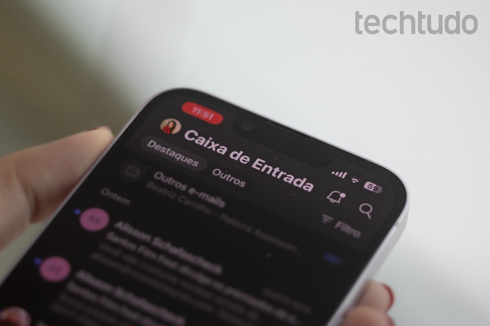 Fotografia do aplicativo Gmail sendo inicializado em um dispositivo iOS — Foto: Mariana Saguias/TechTudo