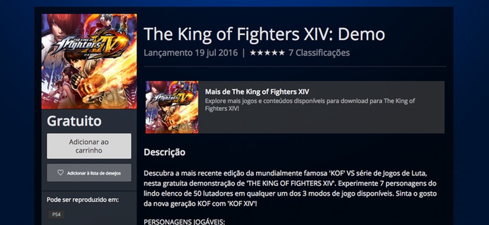 Como fazer o download da demo gratuita de The King of Fighters 14