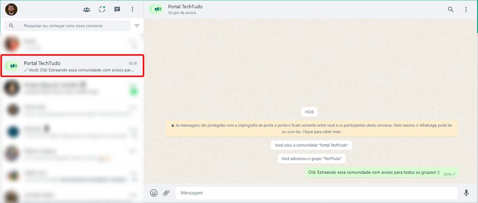 Crio um grupo no WhatsApp, e adiciono meus web amigos O grupo 5