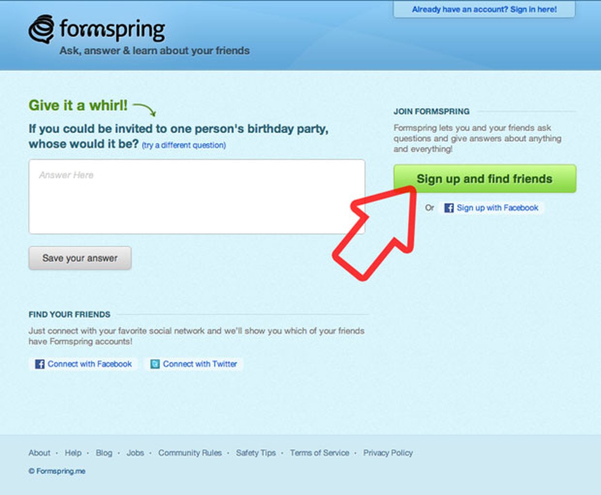 Como fazer um Formspring