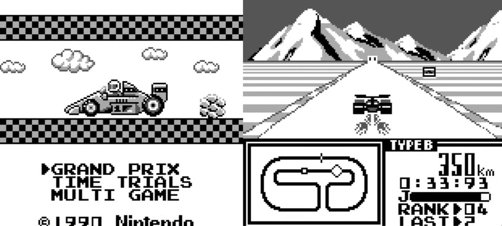 Apesar das limitações do Game Boy, F1-Race tem modo multiplayer para até quatro jogadores — Foto: Reprodução/World of Longplays