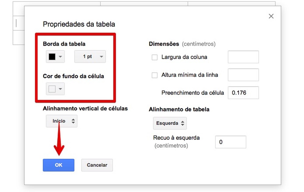 Como usar tabelas no Google Docs