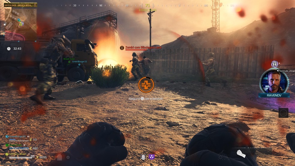 Usuários de diferentes esquadrões podem te ajudar no modo Zumbis do Call of Duty: MW3 — Foto: Reprodução/Adriano Assumpção
