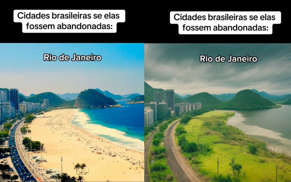 Praia do Rio de Janeiro é recriada como se estivesse abandonada — Foto: Reprodução/TikTok/@huiop
