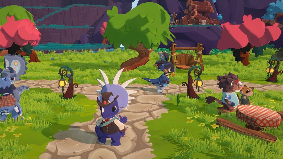 Amber Isle é um jogo social estilo Animal Crossing com dinossauros misturado com um simulador de loja — Foto: Reprodução/Steam