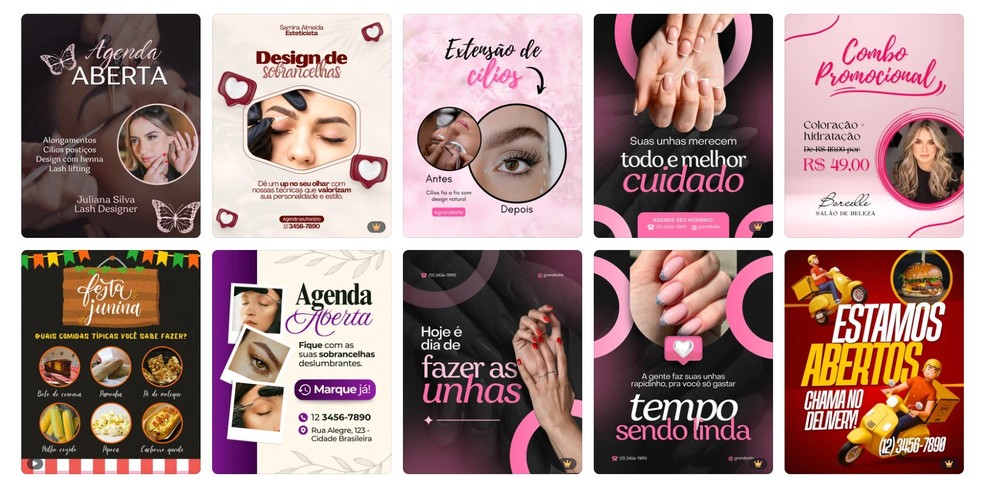 Pequenos empresários podem editar modelos prontos para promover seus negócios — Foto: Reprodução/Thaisi Carvalho