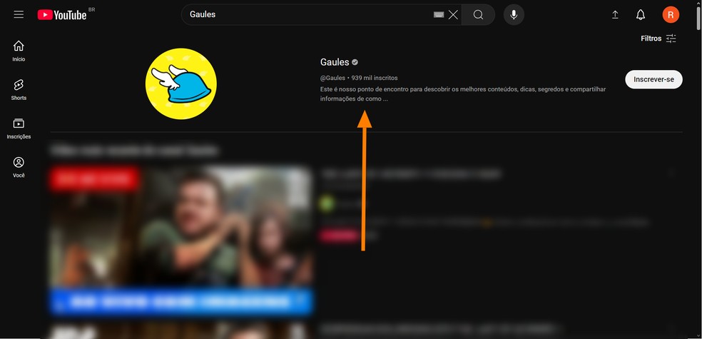 Selecione o canal nos resultados — Foto: Reprodução/Róbson Martins