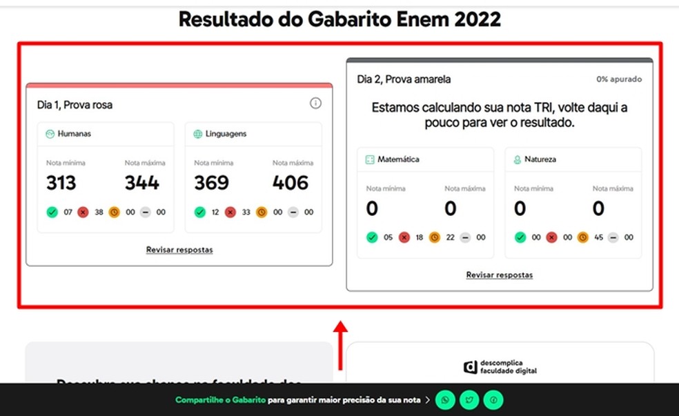 Enem 2022: como ver o gabarito do segundo dia de prova no Descomplica