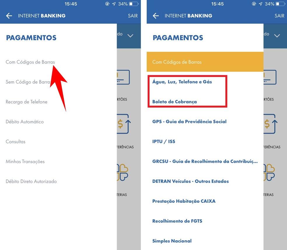 Como pagar conta pelo celular no app da Caixa