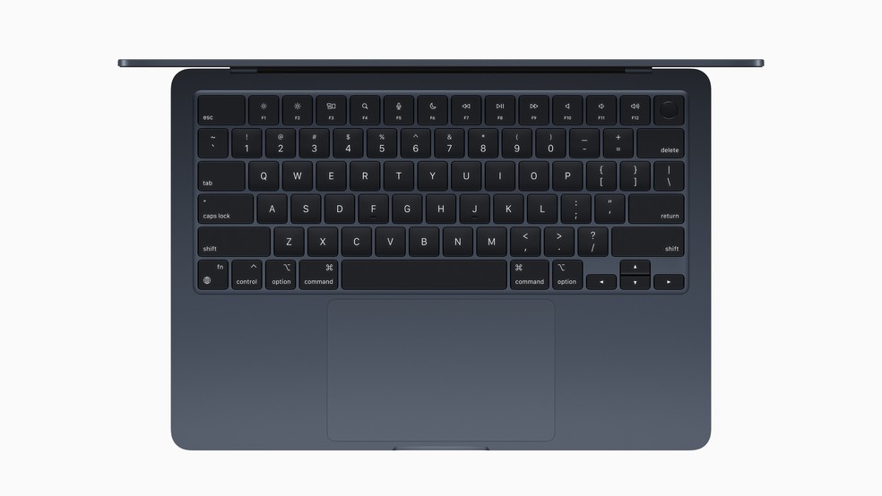 Teclado do novo MacBook Air terá a tecnologia Touch ID para acessar aplicativos e realizar pagamentos; saiba tudo sobre o notebook da Apple — Foto: Divulgação/Apple