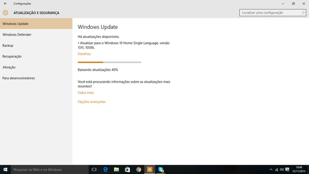 Windows 10 pode ter primeira atualização baixada através do Windows Update (Foto: Reprodução/Elson de Souza) — Foto: TechTudo