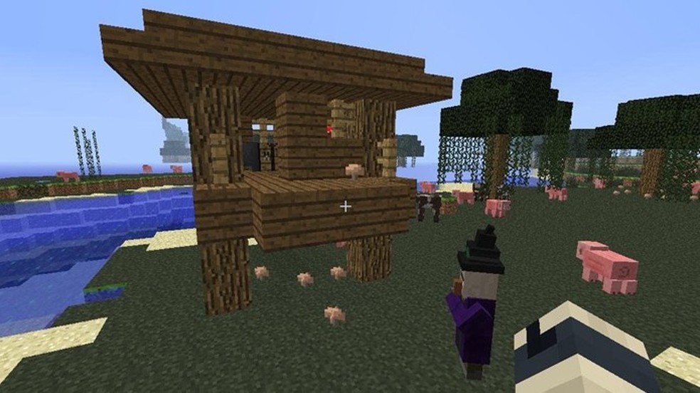 Minecraft Tutorial  Como Fazer Uma Cabana Simples Para Inicio de