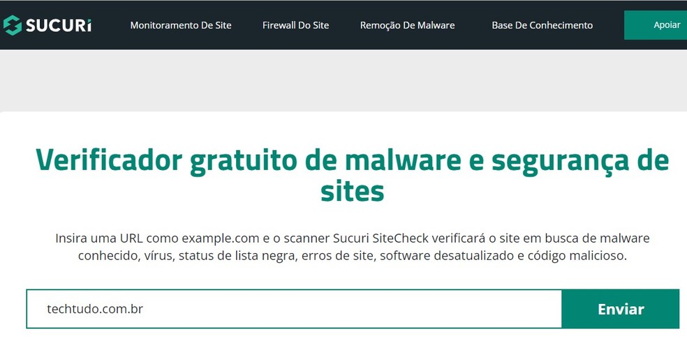 O SiteCheck é uma plataforma de propriedade do registrador de domínio GoDaddy — Foto: Reprodução/SiteCheck