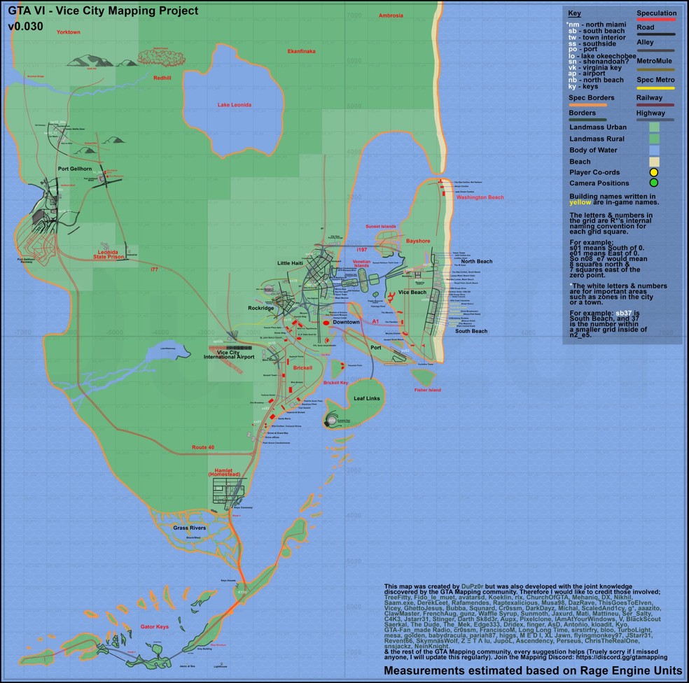 Fãs tentam montar mapa de GTA 6 com base nas imagens do trailer de 2023 — Foto: Reprodução/Discord