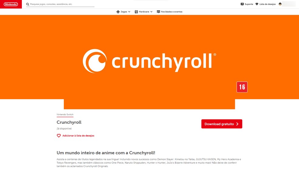 Nintendo Switch fica mais otaku e recebe aplicativo da Crunchyroll –  Tecnoblog