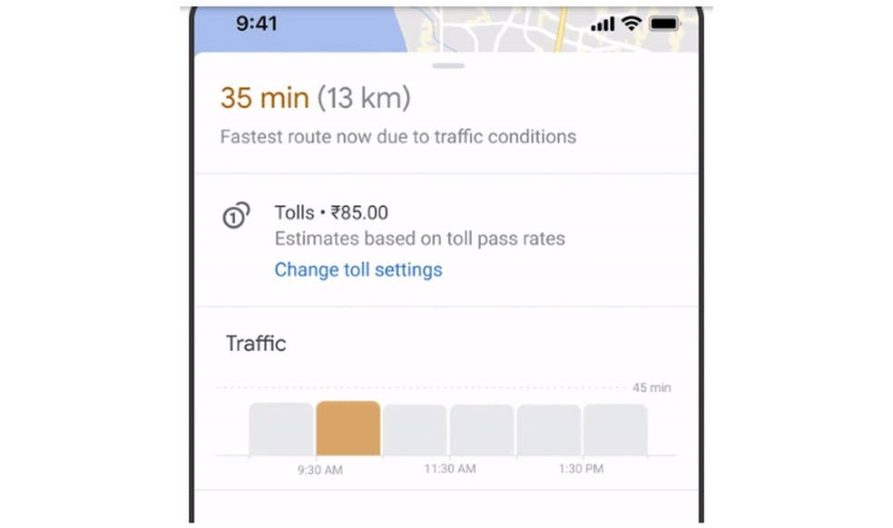 Google Maps anuncia função que calcula valor de pedágio nas rotas — Foto: Reprodução/Google Maps