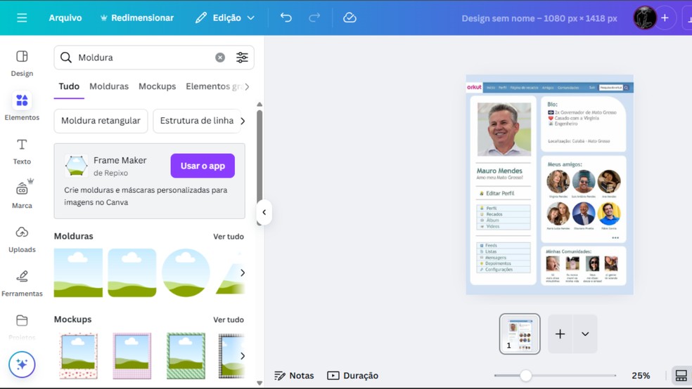 Selecione a moldura de acordo com o tamanho e coloque em cima dos ícones — Foto: Reprodução/Eduardo Gomes