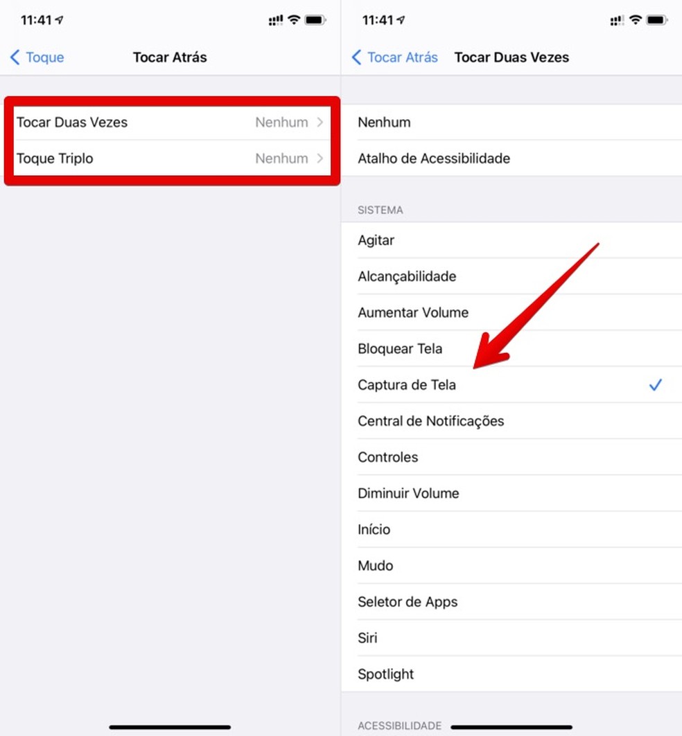 iOS 14 como tirar print com toque atrás do iPhone