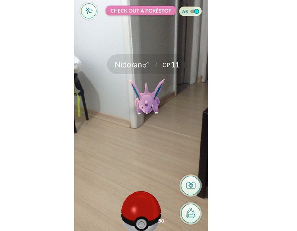 Imagem capturada da tela do jogo Pokémon GO, mostrando o Rattata