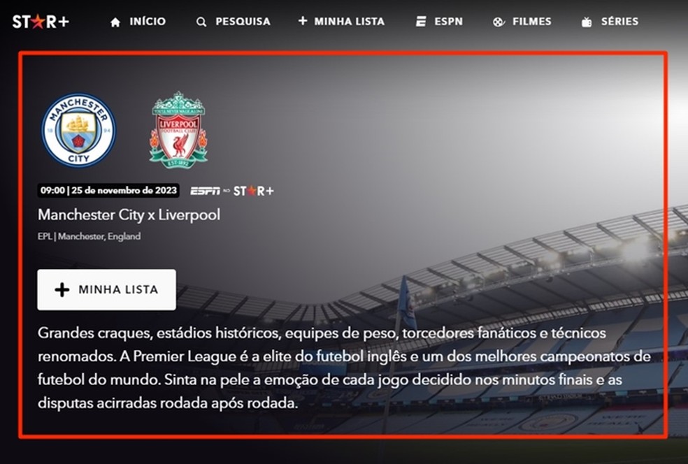 Às 9h30, espectador poderá acompanhar a transmissão ao vivo e online de Manchester City x Liverpool — Foto: Reprodução/Gabriela Andrade