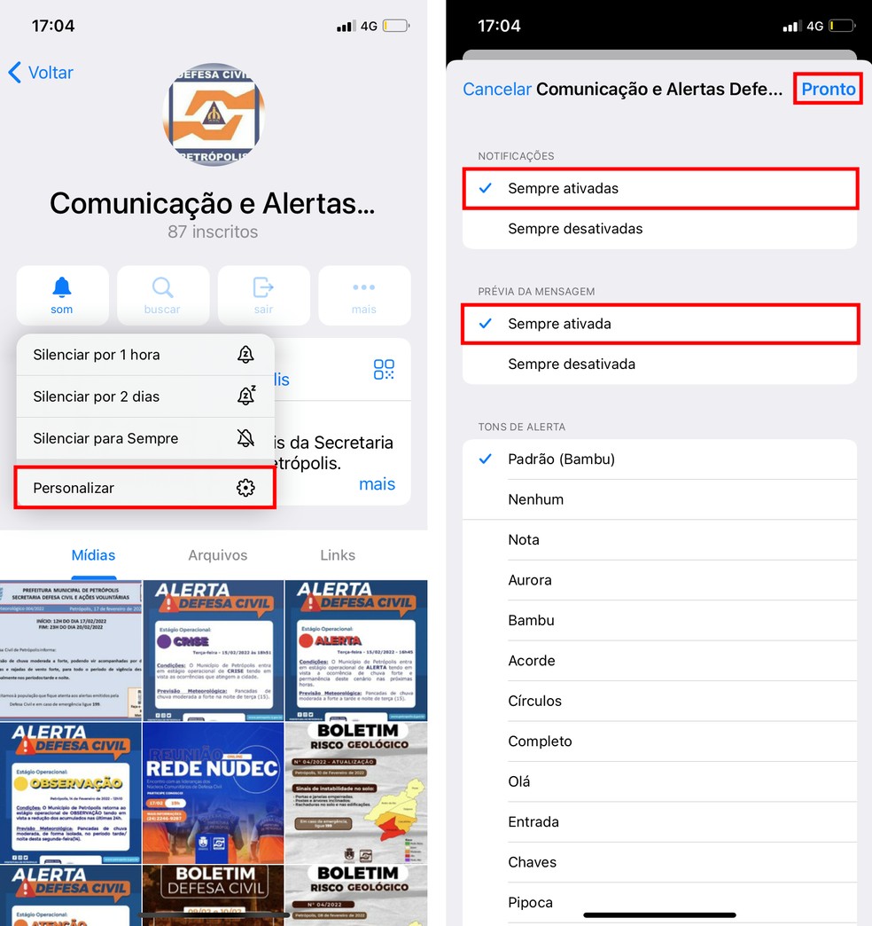 Como ativar alertas de previsão do tempo da Defesa Civil de Petrópolis