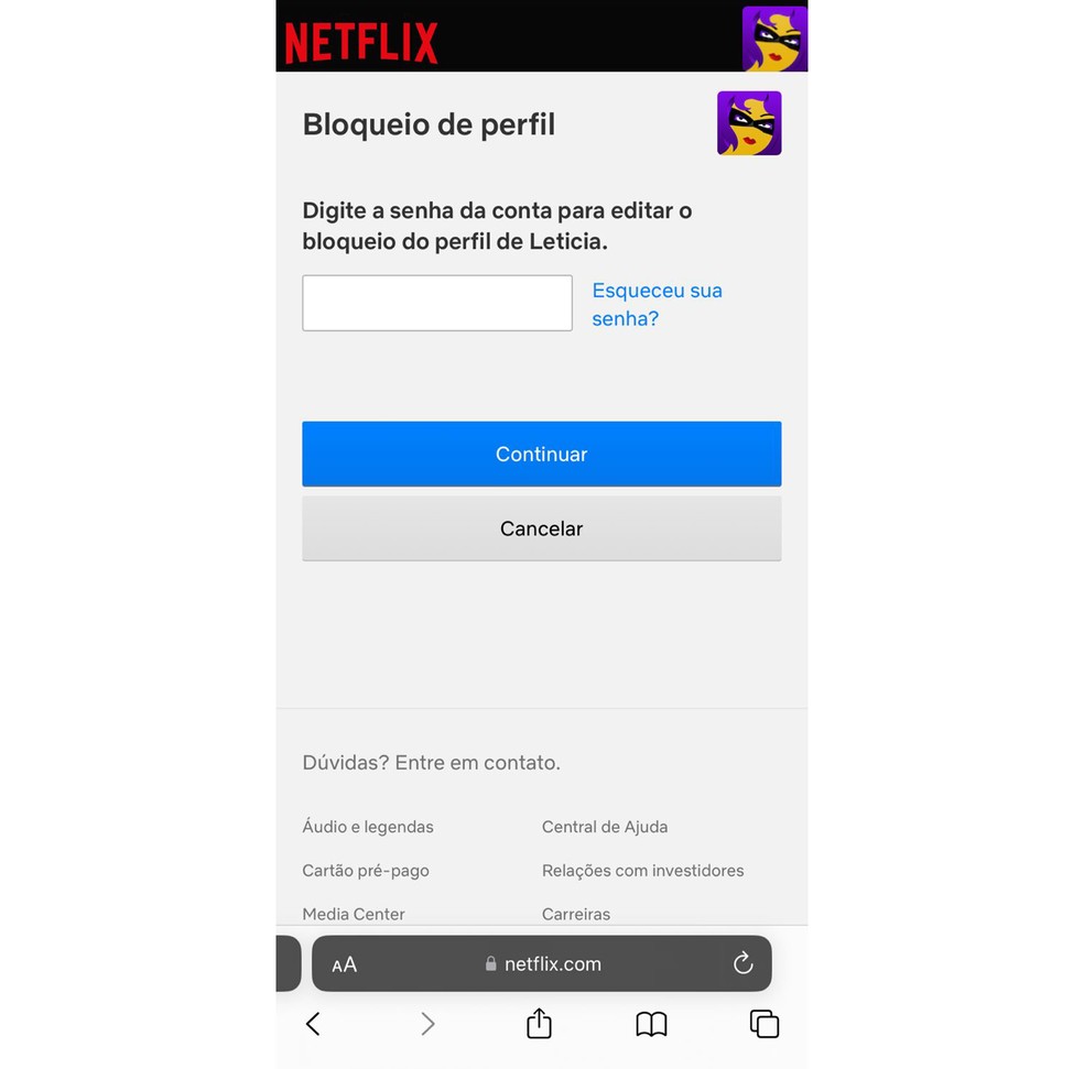 Como colocar senha na Netflix e bloquear o acesso ao seu perfil