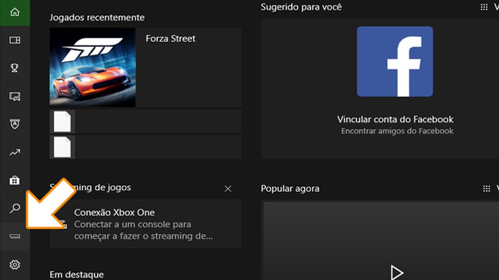Selecione a opção "Conexão" no Xbox Companion App para conectar seu PC ao seu Xbox One — Foto: Reprodução/Rafael Monteiro
