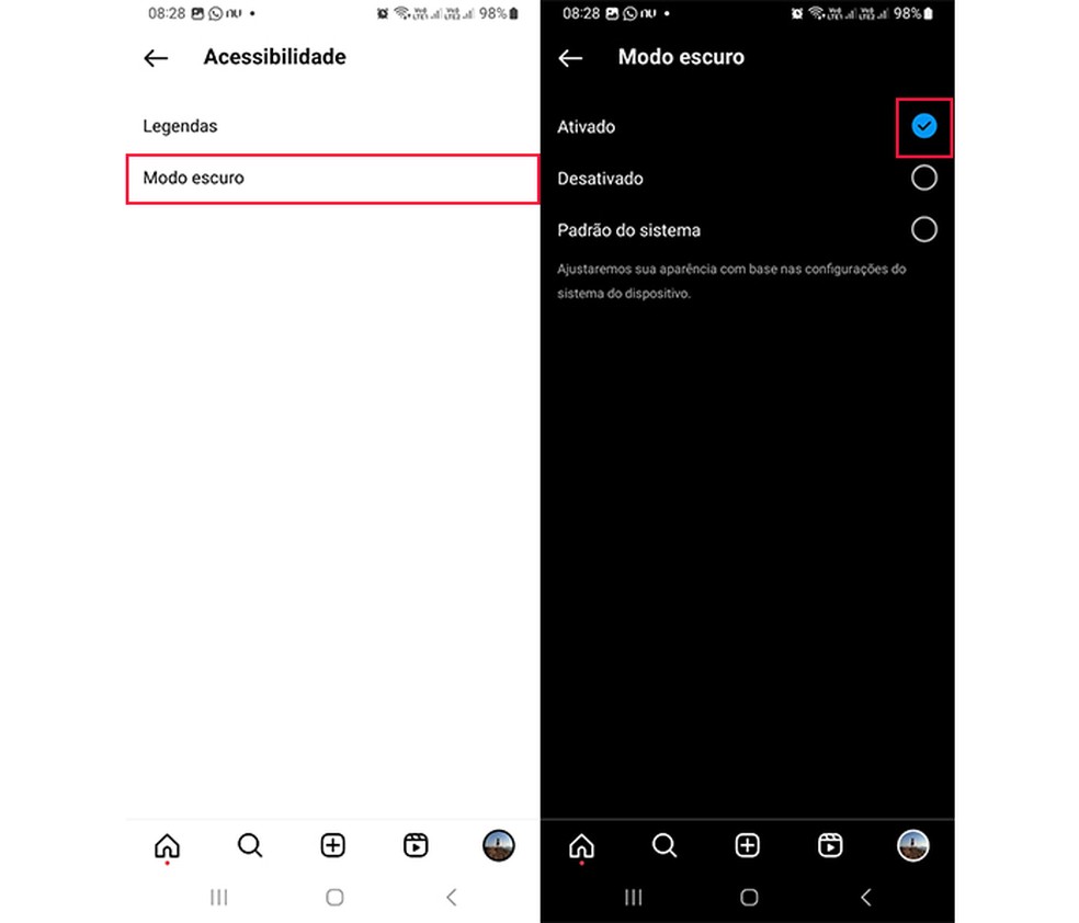 Como deixar o Instagram preto no Android e iPhone (iOS)