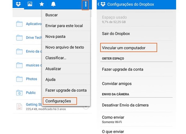 Como vincular um computador pelo celular sem digitar senha no Dropbox?