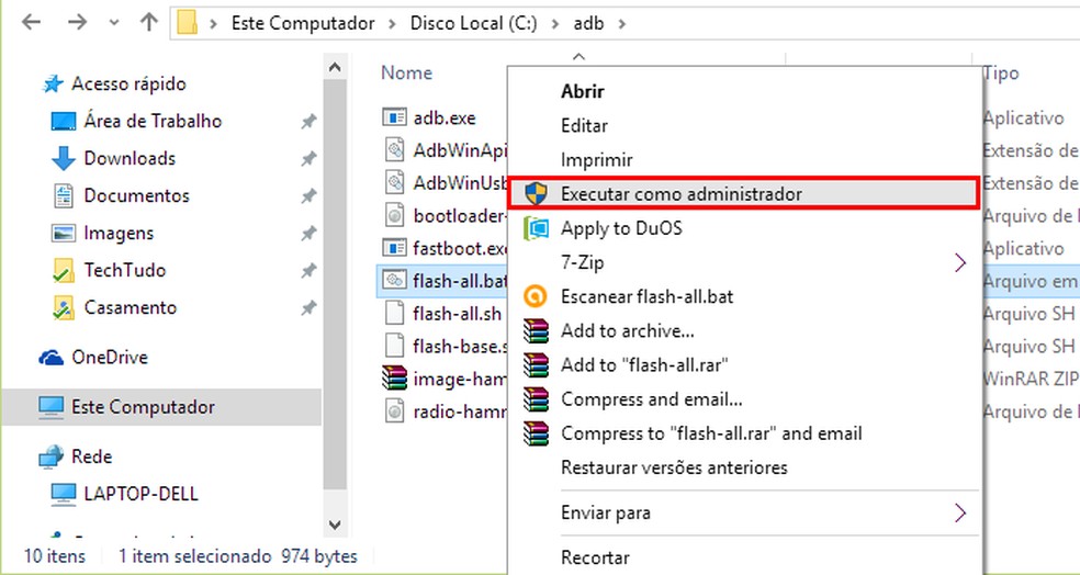 Execute o arquivo flash-all para iniciar o script de instalação (Foto: Reprodução/Paulo Alves) — Foto: TechTudo