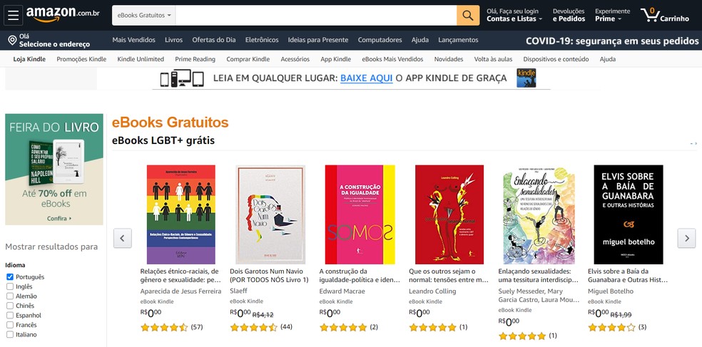 Amazon oferece e-books gratuitos aos consumidores — Foto: Reprodução/Amazon