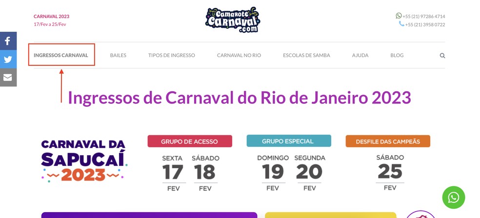 Carnaval 2024: Veja como comprar ingresso para os camarotes da Sapucaí