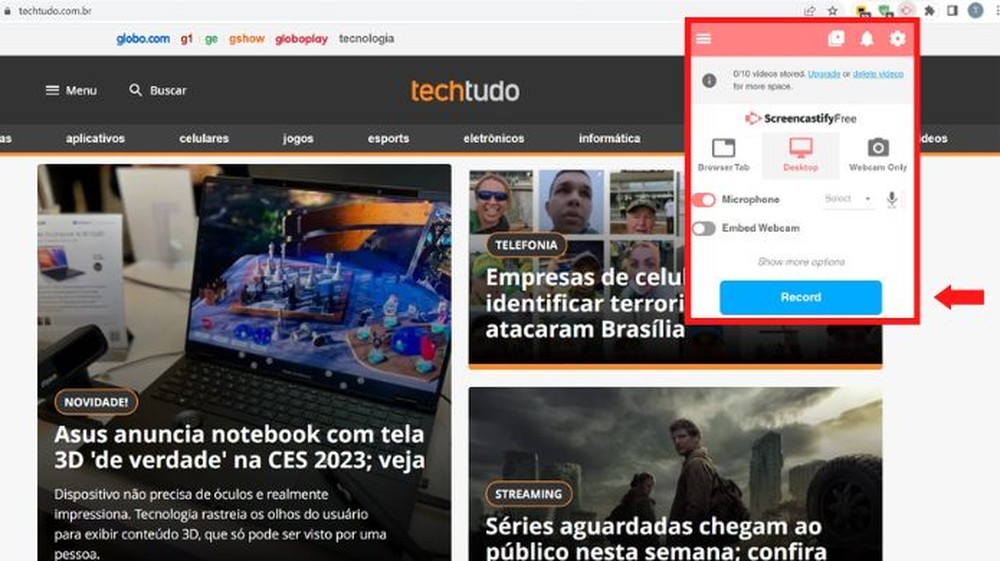 Como gravar tela do PC online e grátis com a extensão Screencastify