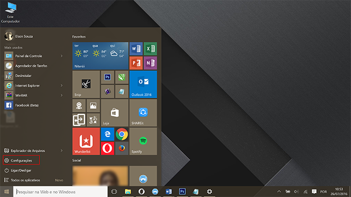Atualizações do Windows 10 são feitas nas configurações, dentro do menu Iniciar