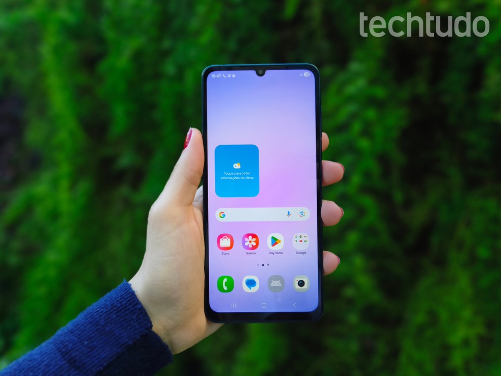 Tela inicial do Galaxy A07 com painel PLS LCD de 6,7 polegadas — Foto: Julia Rabaça/TechTudo
