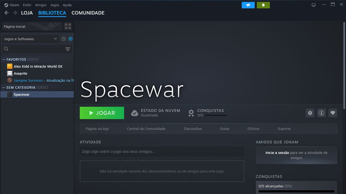 Spacewar no Steam: entenda o que é, por que aparece na biblioteca e riscos