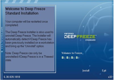 Deep Freeze Standard, Software