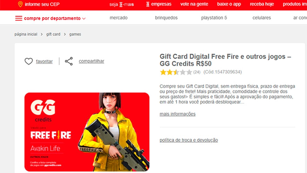 Gift Card Digital Roblox R$ 40 em Promoção na Americanas