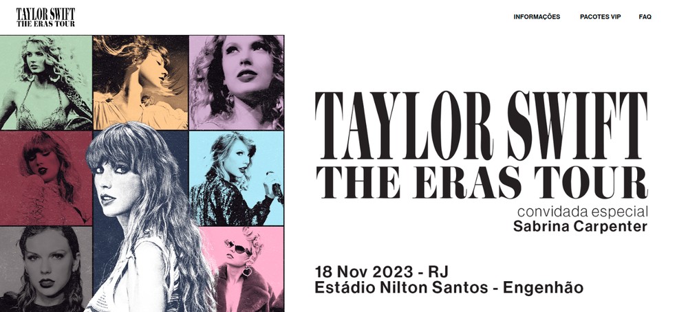 Taylor Swift: shows da The Eras Tour acontecerão em novembro de 2023 no Rio de Janeiro e em São Paulo — Foto: Reprodução/Ana Julia Vaz