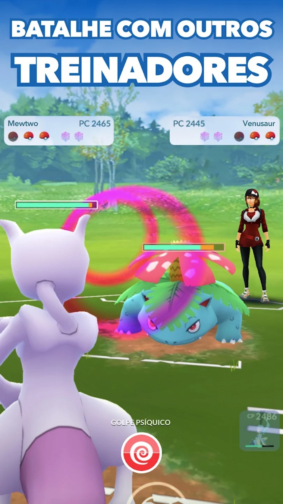 Vença outros treinadores nas batalhas de Pokémon Go — Foto: Reprodução/Google Play Store