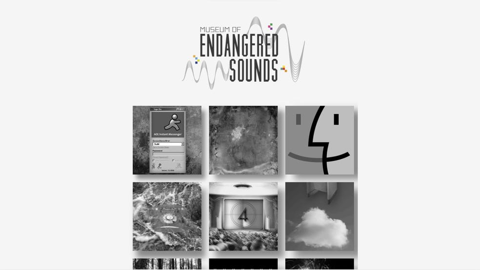A página Museum of Endangered Sounds conta com um acervo de sons de softwares e aparelhos antigos — Foto: Reprodução/Júlia Silveira