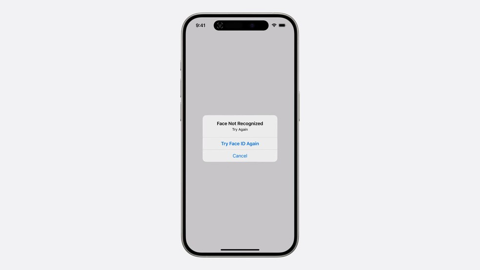 Mensagem de erro exibida após usuário não autorizado tentar desbloquear app — Foto: Reprodução/Apple
