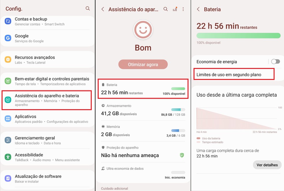 Passo a passo para ativar modo 'Apps em suspensão" em celulares Samsung — Foto: Reprodução/Thawane Maria