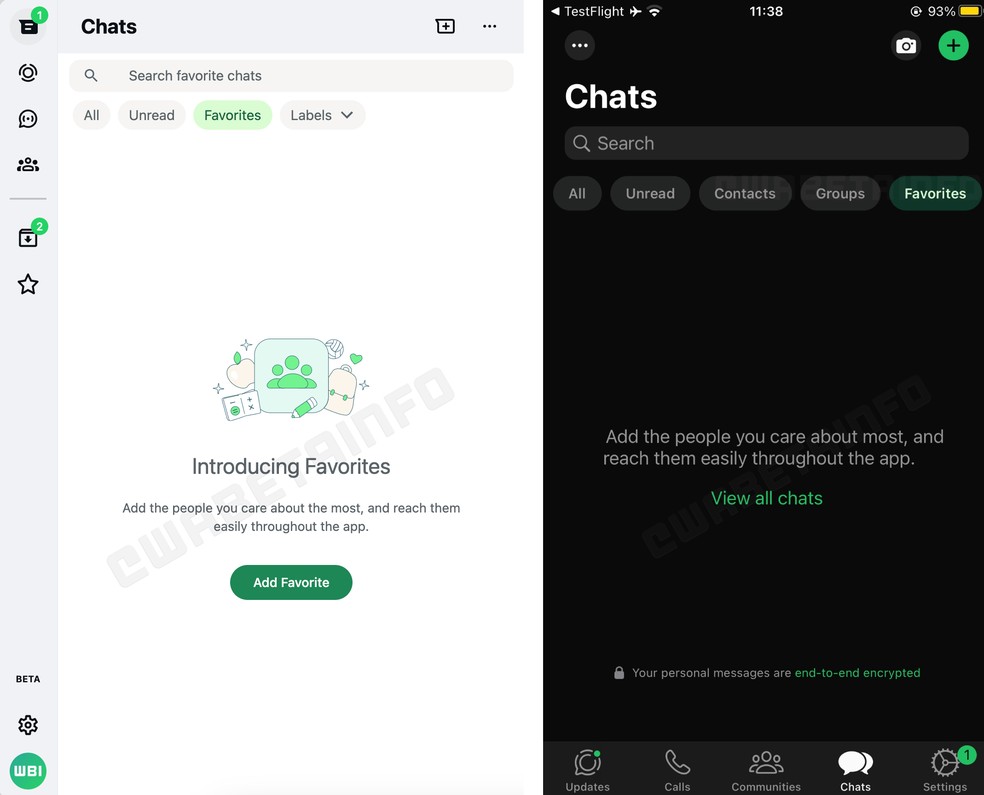 WhatsApp testa filtro de mensagens favoritas no iPhone (iOS) e versão Web — Foto: Reprodução/WABetaInfo