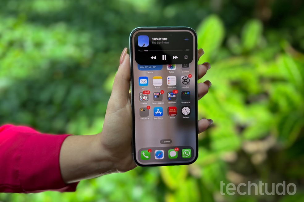 iPhone 15 vem com Dynamic Island — Foto: Isadora Lima/TechTudo