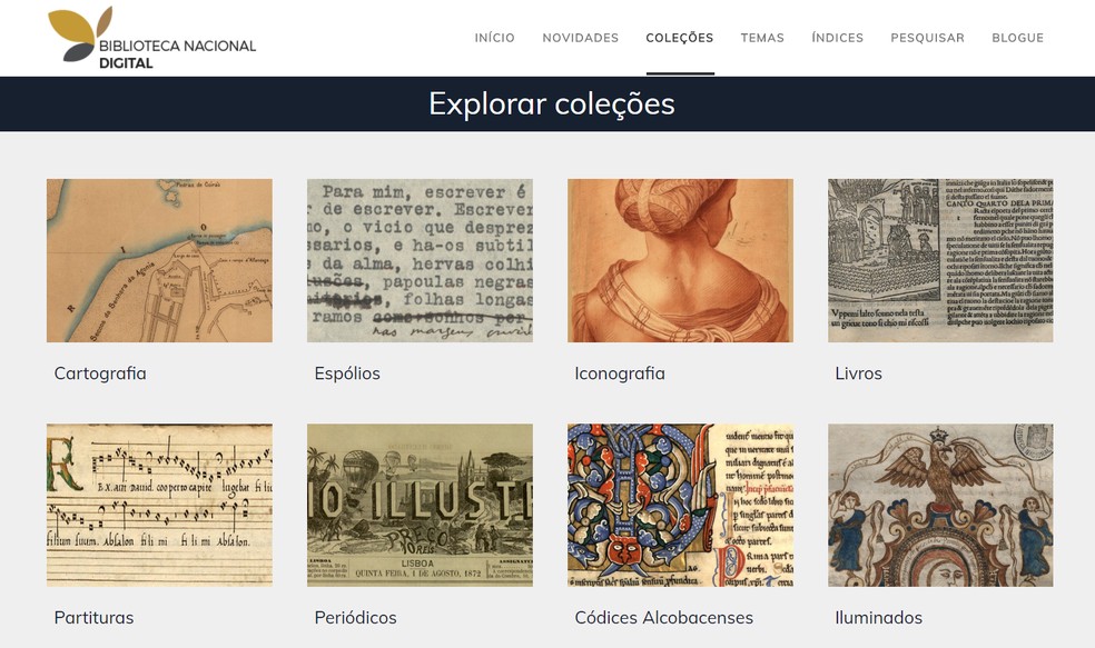 Biblioteca Nacional Digital: site reúne parte do acervo da Biblioteca Nacional de Portugal — Foto: Reprodução/Biblioteca Nacional Digital
