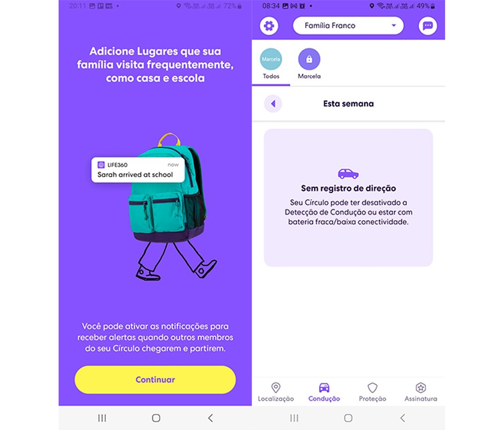 Life360 é um app de rastreamento que permite monitorar a localização de familiares e amigos — Foto: Reprodução/Marcela Franco