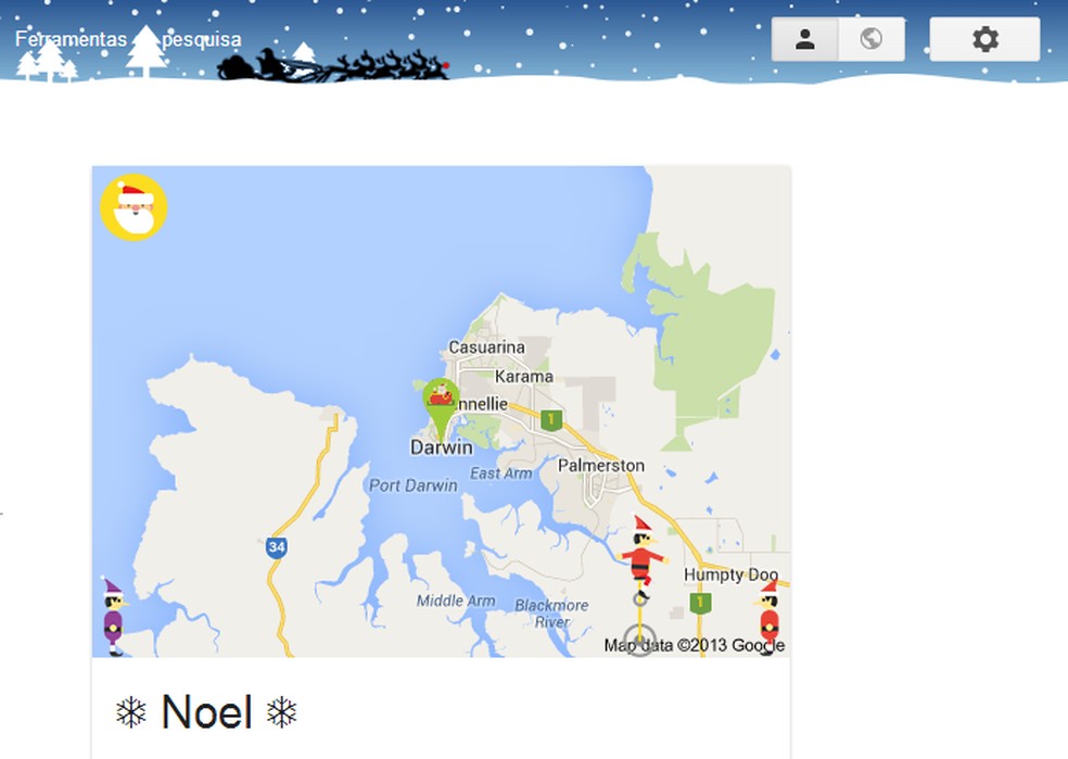 Natal do Google: veja onde o Papai Noel está neste momento