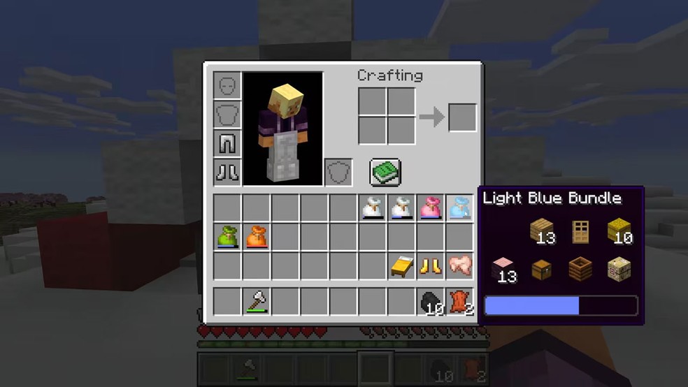 Os Pacotes ou Bundles em Minecraft permitem acumular vários itens em um único espaço do inventário — Foto: Divulgação/Minecraft