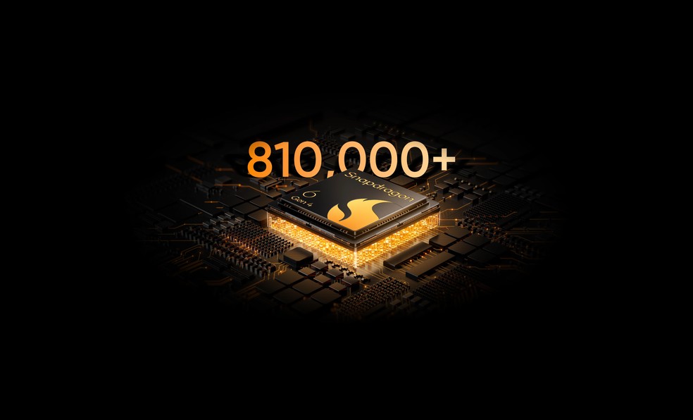 Snapdragon 6 Gen 4 5G, da Qualcomm, soma mais de 810 mil pontos na plataforma AnTuTu — Foto: Reprodução/Realme